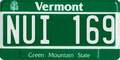 VT license plate NUI169