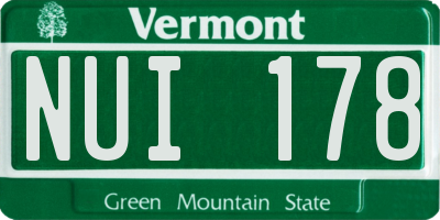 VT license plate NUI178