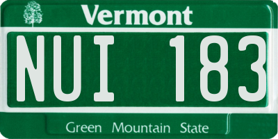 VT license plate NUI183