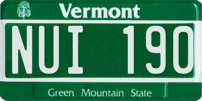 VT license plate NUI190