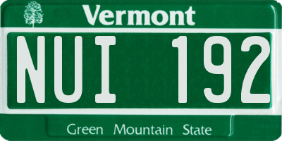 VT license plate NUI192