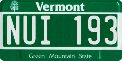 VT license plate NUI193