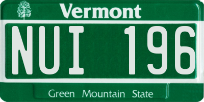 VT license plate NUI196