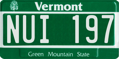VT license plate NUI197