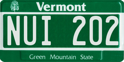 VT license plate NUI202