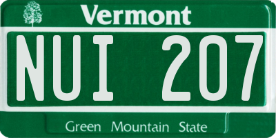 VT license plate NUI207