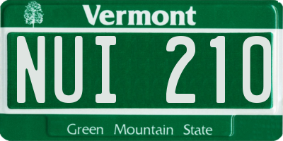 VT license plate NUI210