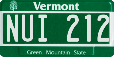 VT license plate NUI212