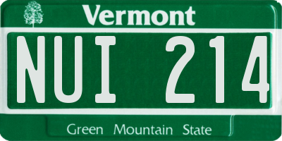 VT license plate NUI214