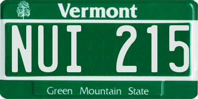 VT license plate NUI215