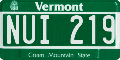 VT license plate NUI219