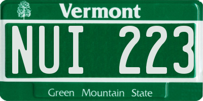 VT license plate NUI223