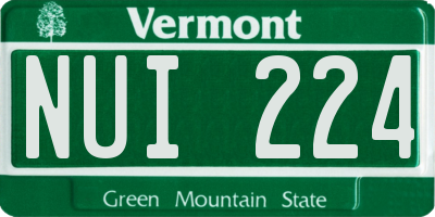 VT license plate NUI224
