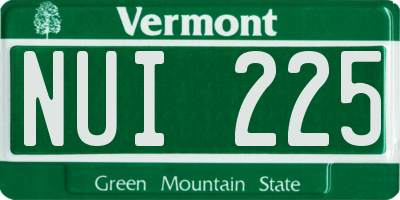 VT license plate NUI225