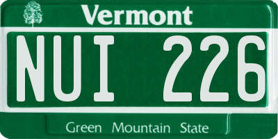 VT license plate NUI226