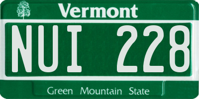 VT license plate NUI228