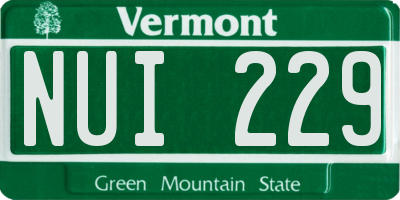 VT license plate NUI229