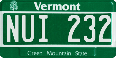 VT license plate NUI232