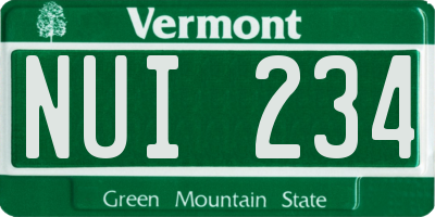 VT license plate NUI234
