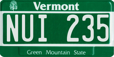 VT license plate NUI235