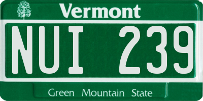 VT license plate NUI239