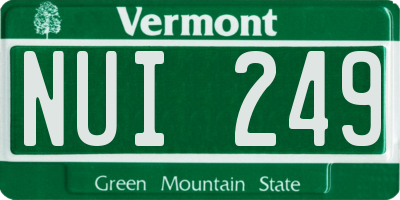 VT license plate NUI249
