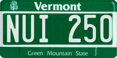 VT license plate NUI250