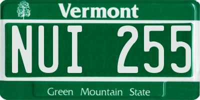 VT license plate NUI255