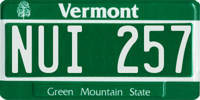 VT license plate NUI257