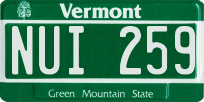 VT license plate NUI259