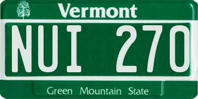 VT license plate NUI270