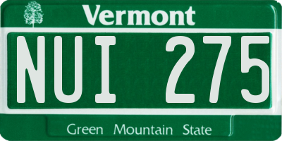 VT license plate NUI275