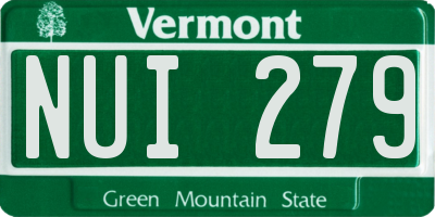 VT license plate NUI279
