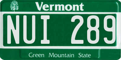 VT license plate NUI289