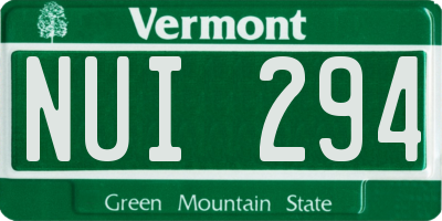 VT license plate NUI294