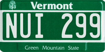VT license plate NUI299