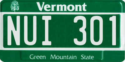 VT license plate NUI301