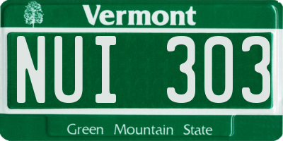 VT license plate NUI303