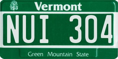 VT license plate NUI304