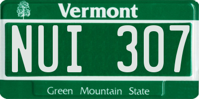 VT license plate NUI307