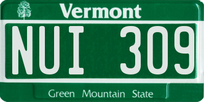 VT license plate NUI309