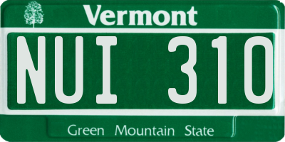 VT license plate NUI310