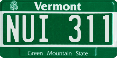 VT license plate NUI311