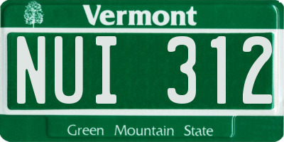 VT license plate NUI312