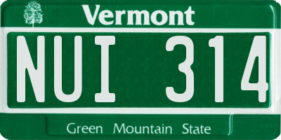 VT license plate NUI314