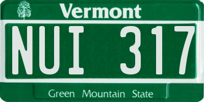 VT license plate NUI317