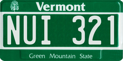 VT license plate NUI321