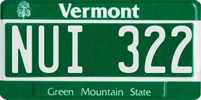 VT license plate NUI322