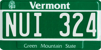 VT license plate NUI324