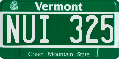 VT license plate NUI325